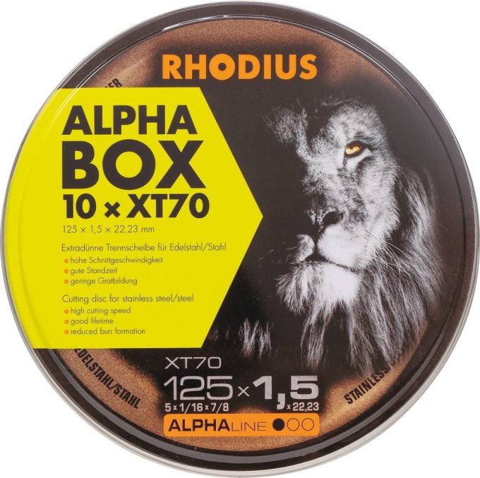 Disques à tronçonner acier 125x1,5x22mm - lot de 10 pcs  RHODIUS
