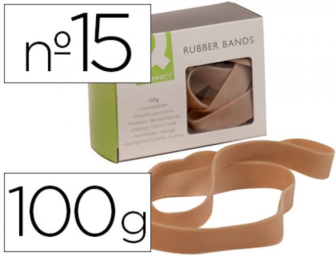 Q-CONNECT Bracelet caoutchouc q-connect n.15 150x10mm boîte fenêtre de 100g.