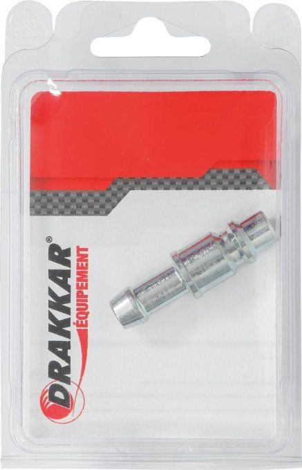 Raccord rapide mâle passage d'air 8mm pour tuyau de 10mm - blister DRAKKAR