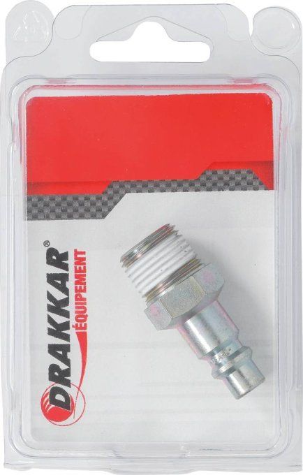Raccord rapide mâle passage d'air 8mm filetage mâle 1/2" - blister DRAKKAR