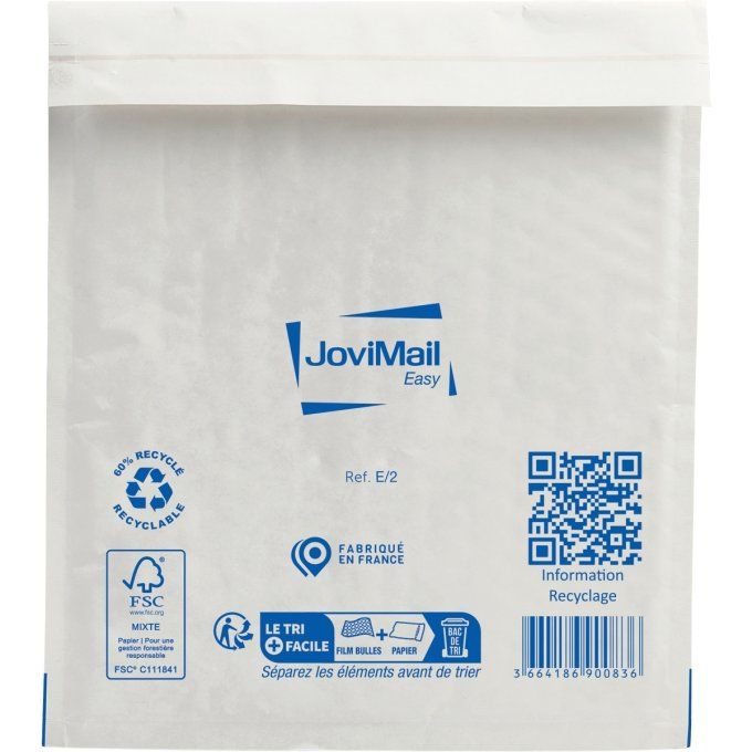 Paquet de 10 pochettes blanches bulles d'air 220x260mm. E2