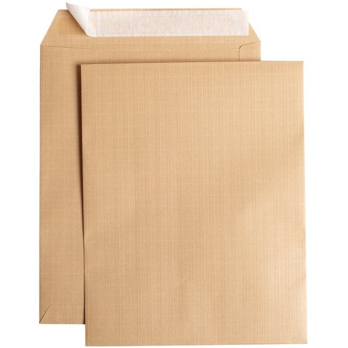 Boîte de 250 pochettes kraft armé 260x330 130g/m² bande de protection. LA COURONNE