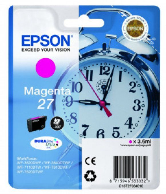 EPSON Cartouche Réveil 27 Encre Durabrite Magenta 3,6ml