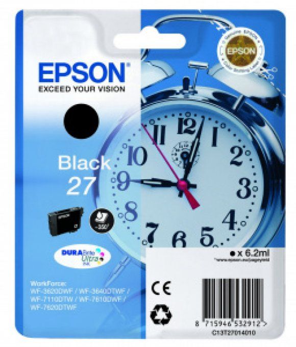 EPSON Cartouche Réveil 27 Encre Durabrite Noir 6,2ml