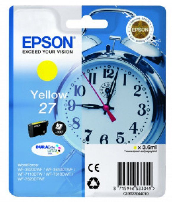 EPSON Cartouche Réveil 27 Encre Durabrite Jaune 3,6ml