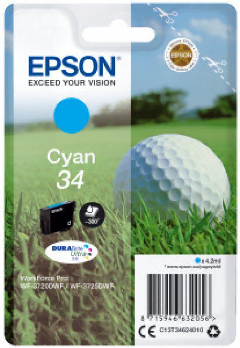 EPSON Cartouche Golf 34 Encre Durabrite Cyan 4,2ml