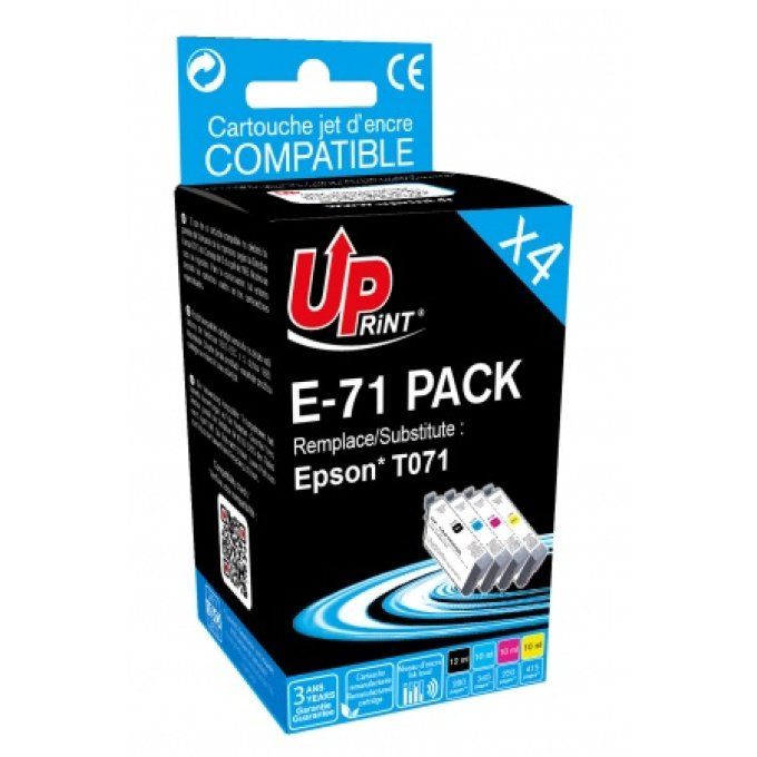 UPRINT E-71 BK/C/M/Y PACK 4 CARTOUCHES COMPATIBLES AVEC EPSON T0715/T0895 PORT OFFERT