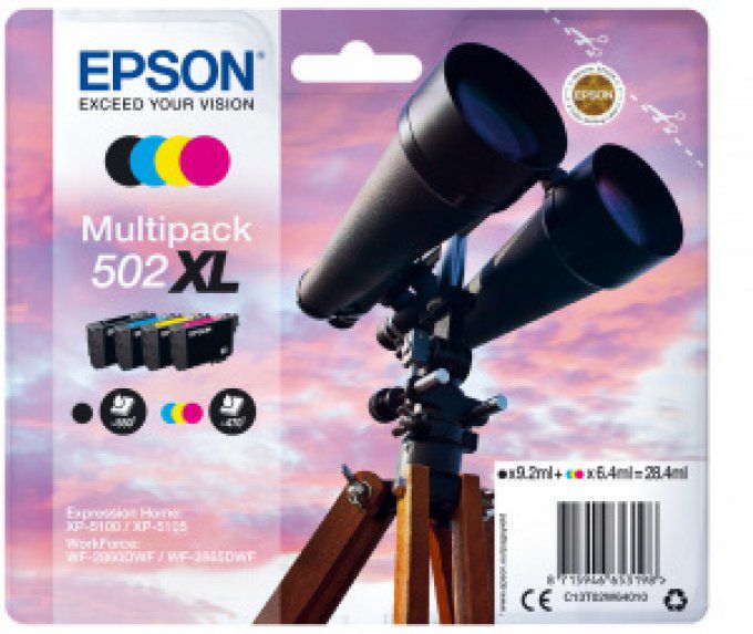 EPSON Multipack Jumelle 502XL Encre N,C,M,J 1x9,2ml+3x6,4ml