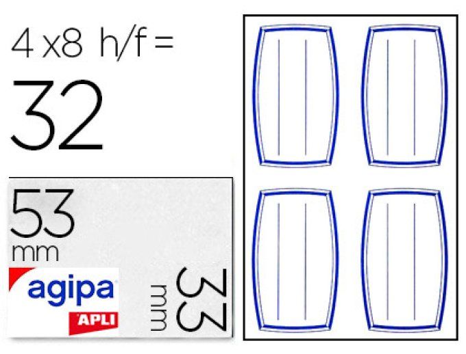 Étiquette adhésive APLI AGIPA  écolier 33x53mm pochette 32 unités.