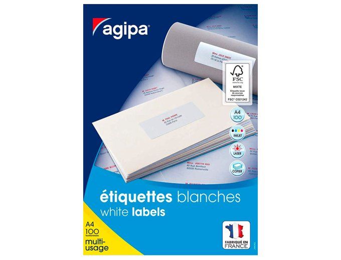 Étiquette adhésive apli agipa multi-usage 70x25mm toute imprimante boîte 3300 unités. AGIPA 