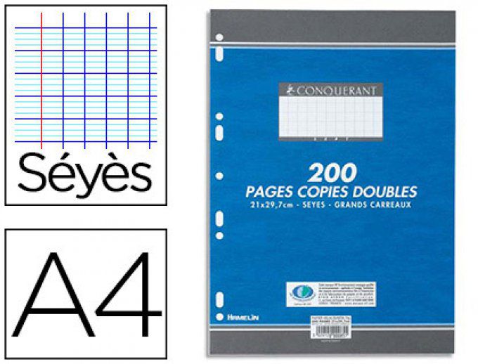 Feuilles doubles Grand format Grands carreaux  200 P