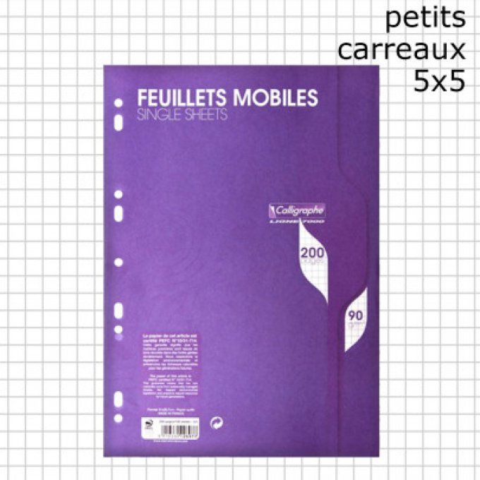 CLAIREFONTAINE 200 pages Feuilles simples petits carreaux A4 90g