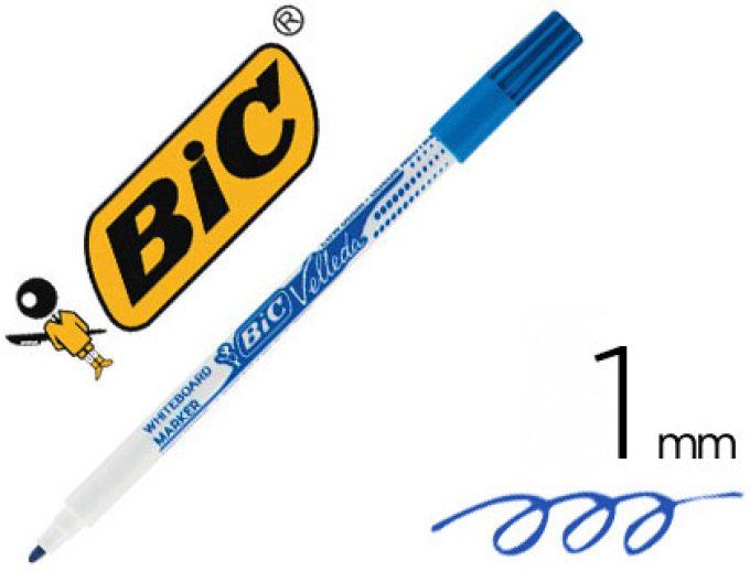 Marqueur BIC velleda 1721 effaçable pointe ogive 1mm encre alcool sans odeur corps plastique rouge