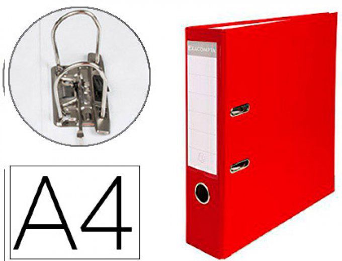 Classeur levier EXACOMPTA  A4 polypropylène 22/10e dos 80mm coloris rouge.