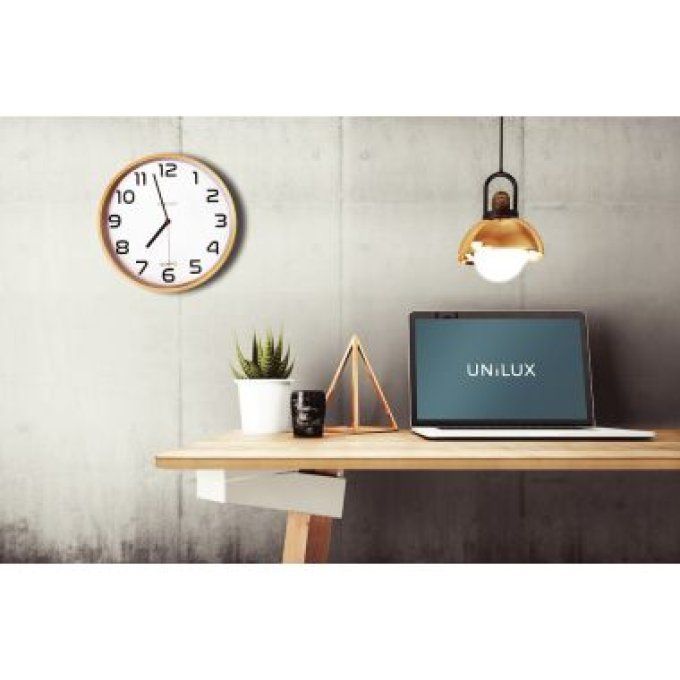 Horloge murale Unilux bois et blanc