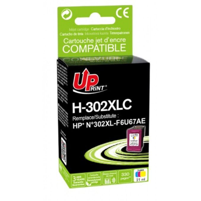 UPRINT CARTOUCHE REMANUFACTUREE HP N°302XL-REMPLACE F6U67AE COULEUR