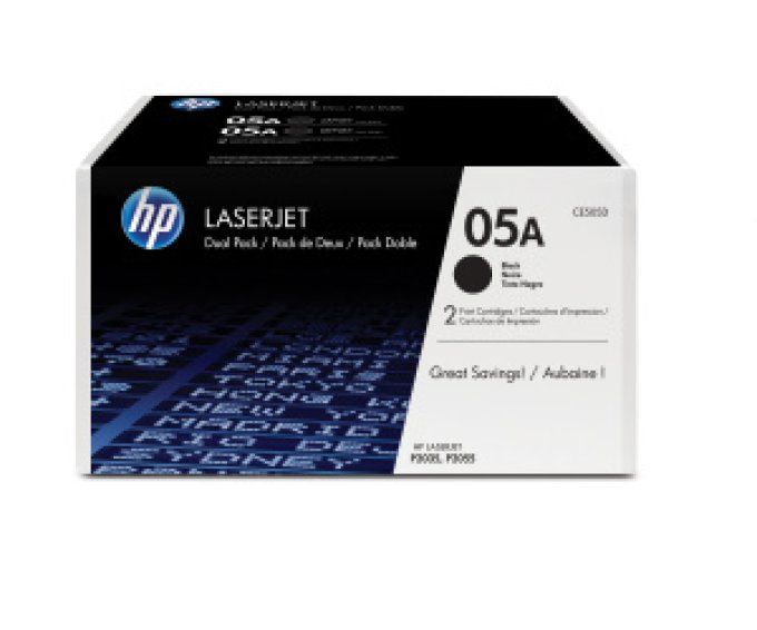 HP Bipack Cartouche Toner 05A Noir 2X 2 300 pages, P2035, P2055, P2055d, P2055dn, P2055x