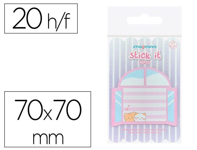 Bloc notes imaginovo adhesifs meow  20 feuilles 70x70 mm.