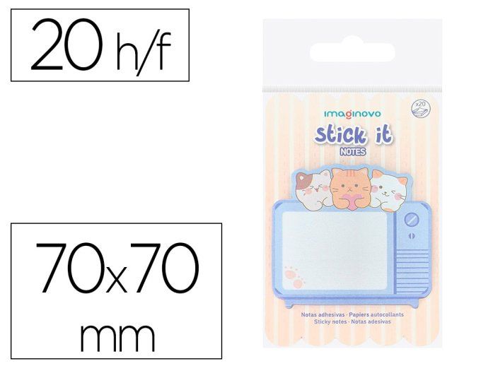 Bloc notes imaginovo adhesifs meow  20 feuilles 70x70 mm.