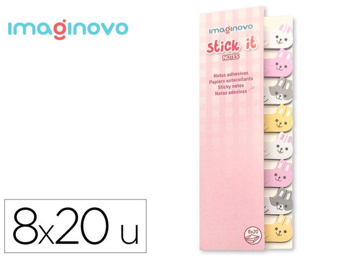 Bloc notes adhesives imaginovo marque pages  120 feuilles 8x15x48 mm.