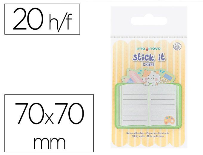 Bloc notes imaginovo adhesifs meow  20 feuilles 70x70 mm.