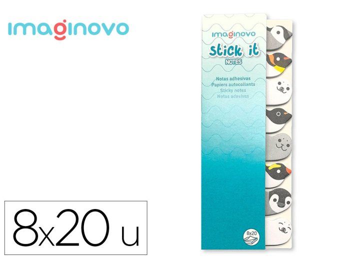Bloc notes adhesives imaginovo marque pages  120 feuilles 8x15x48 mm.