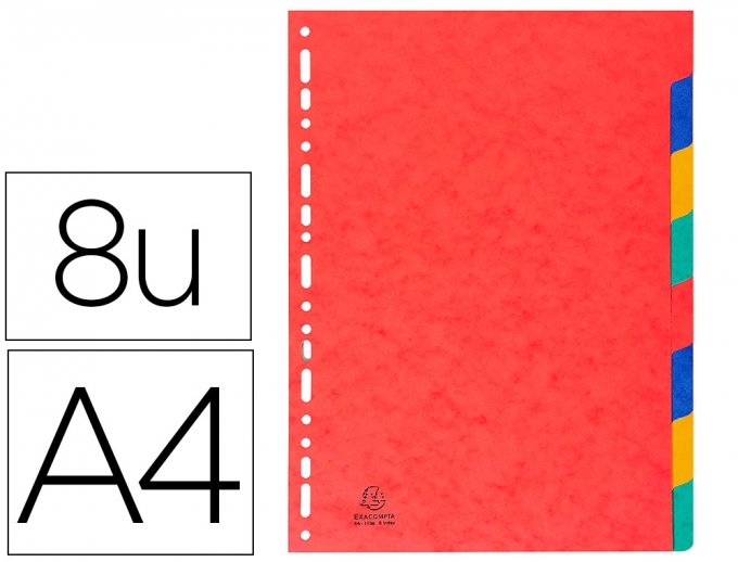 EXACOMPTA Intercalaire exacompta carte lustrée résistante 225g 8 touches a4 coloris assortis.