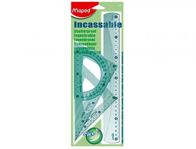 MAPED Kit de traçag MAPED flex 4 pièces 1 règle 30cm 2 équerres 45 degrés 60 degrés 1 rapporteur