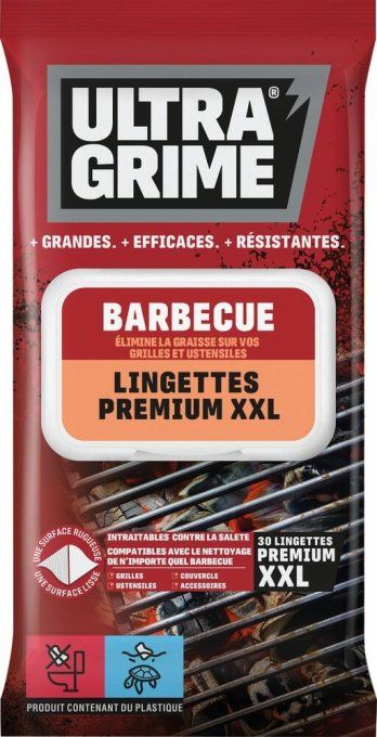 Lingettes nettoyantes spécial barbecue premium XXL 380x250mm - boîte de 30 lingettes ULTRA GRIME
