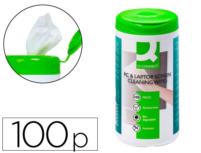 Lingette écrans q-connect biodégradable sans solvants nocifs tous écrans nouvelle génération boîte 1
