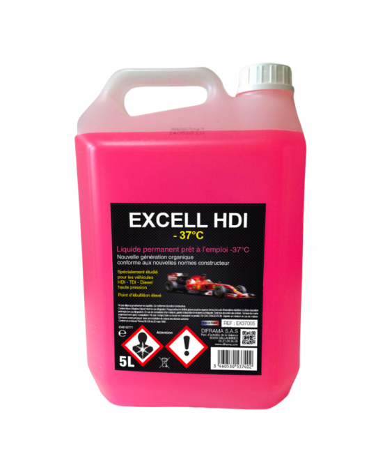 EXCELL HDI LIQUIDE DE REFROIDISSEMENT ROSE -37 °C BIDON 5 L