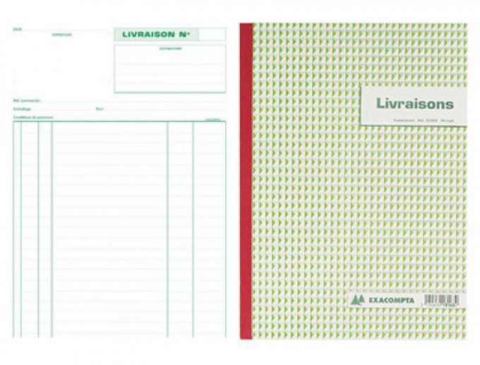 Manifold autocopiant EXACOMPTA livraisons 180x210mm foliotage 50 triplis.