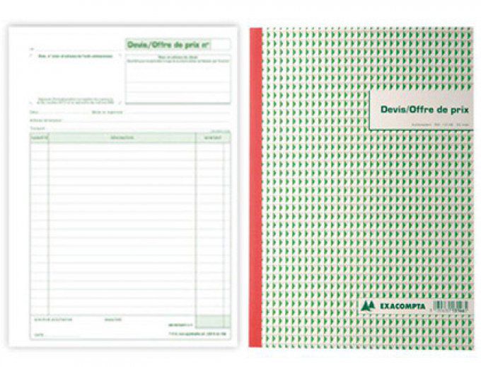 Manifold autocopiant EXACOMPTA devis offre de prix A4 210x297mm foliotage 50 triplis.