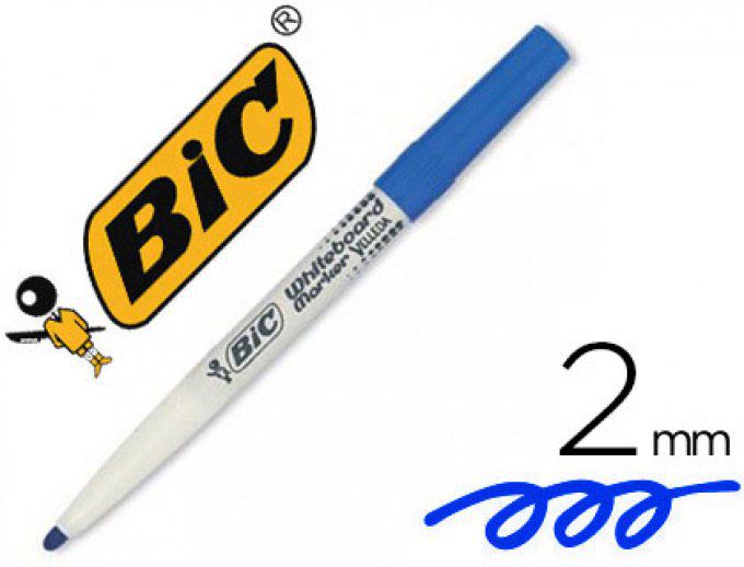 Marqueur BIC velleda 1741 effaçable pointe ogive tracé 2mm encre bleu