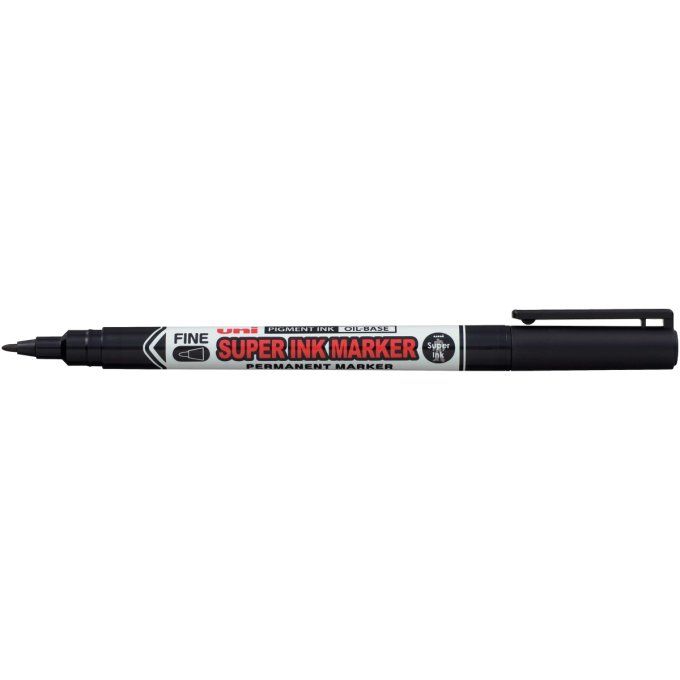 Marqueur permanent UNIBALL  super ink marker pointe fine couleur noir.
