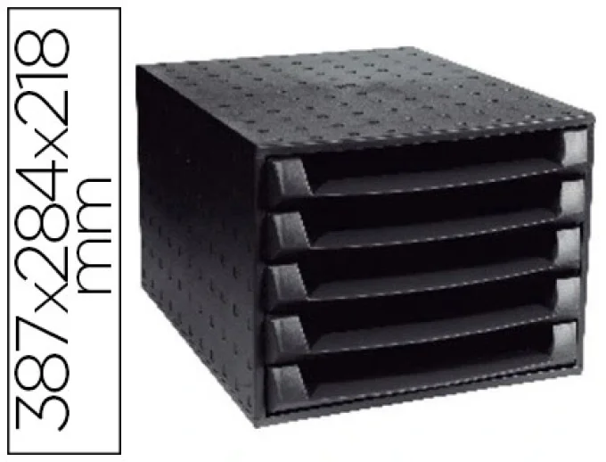 Module classement exacompta the box ecoblack 5 tiroirs 387x284x218mm coloris noir.