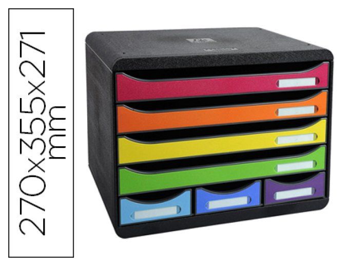 Module classement exacompta store-box maxi ecoblack 4+3 tiroirs 270x355x271mm coloris arlequin.