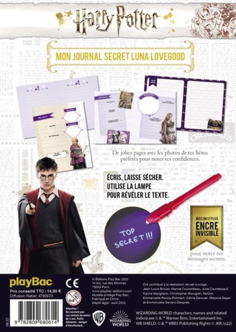 Mon journal secret Luna Lovegood. Avec un stylo à encre invisible