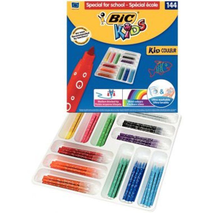 BIC Classpack 144 feutres Kid couleurs assortis