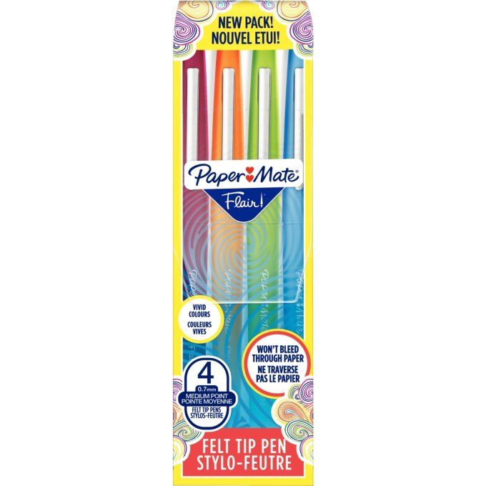 Pochette de 4 feutres PAPERMATE Flair Fun assortis