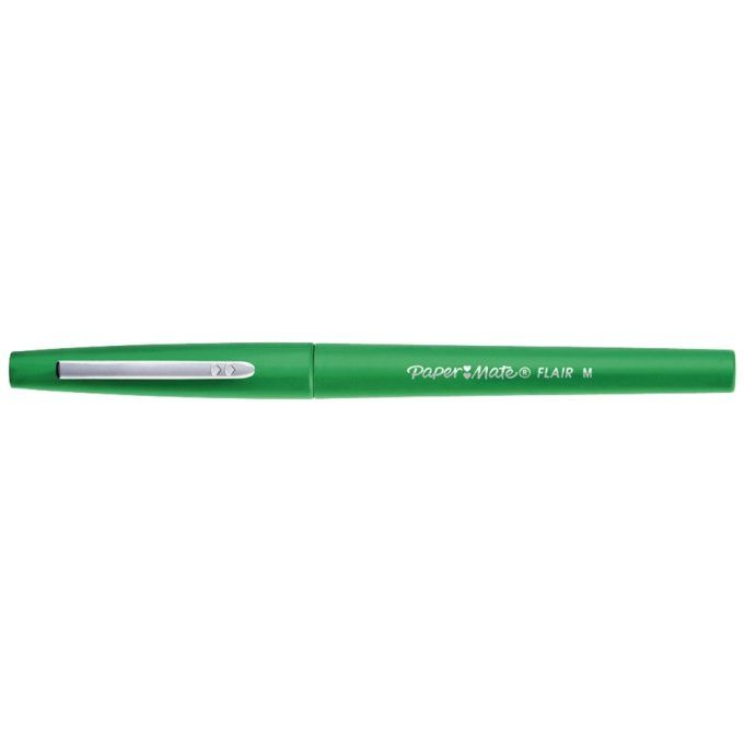 Feutre Flair vert.  Ecriture moyenne, pointe feutre 0.7 mm