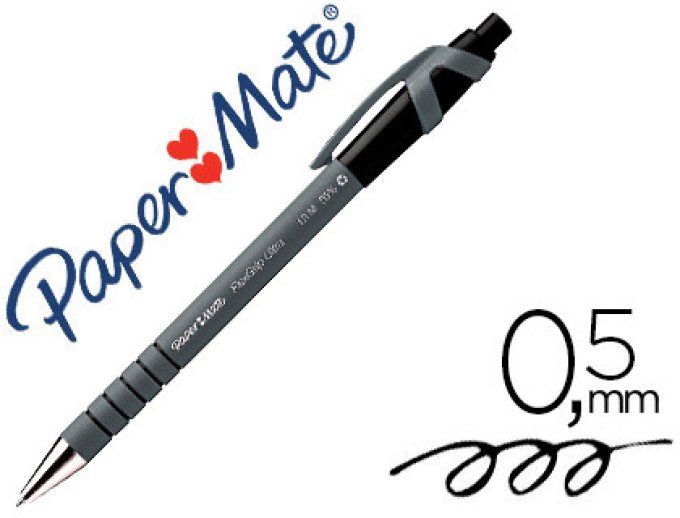 Stylo-bille PAPERMATE flexgrip ultra  écriture 0.5 mm encre douce corps caouchouté anti-gliss 