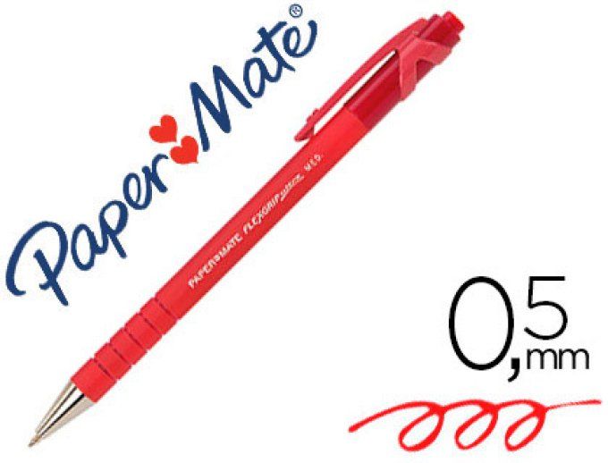 Stylo-bille PAPERMATE flexgrip ultra  écriture 0.5 mm encre douce corps caouchouté anti-gliss 