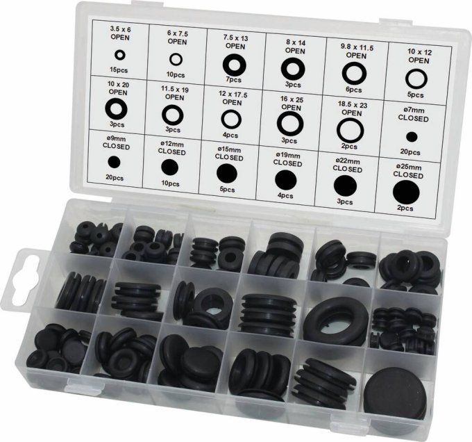 Passe-câbles en caoutchouc - coffret de 125 pcs STILKER
