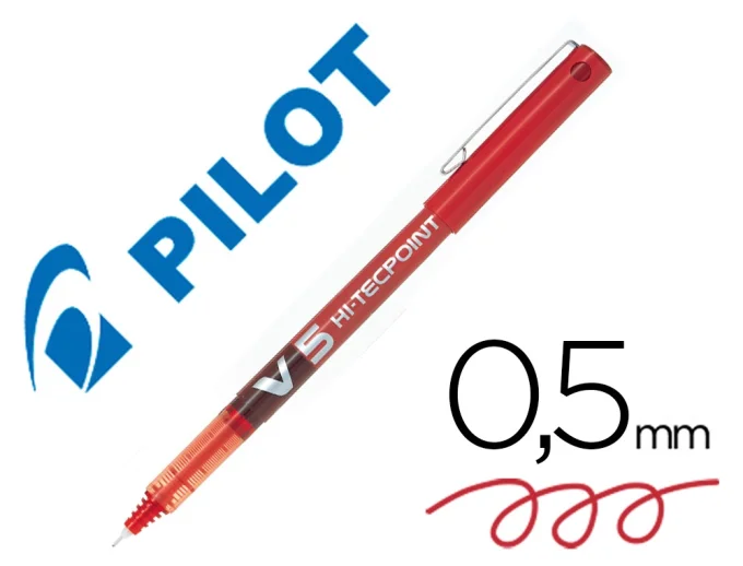 Stylo PILOT  V5 écriture fine 0.3mm clip métal encre liquide niveau visible pointe indéformable 