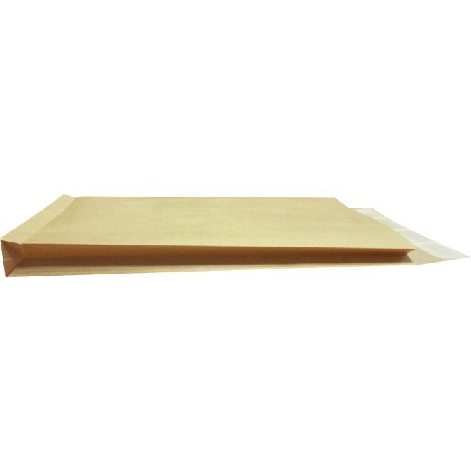 Paquet de 50 pochettes kraft à 3 soufflets 229x324 120g/m² bande de protection. LA COURONNE