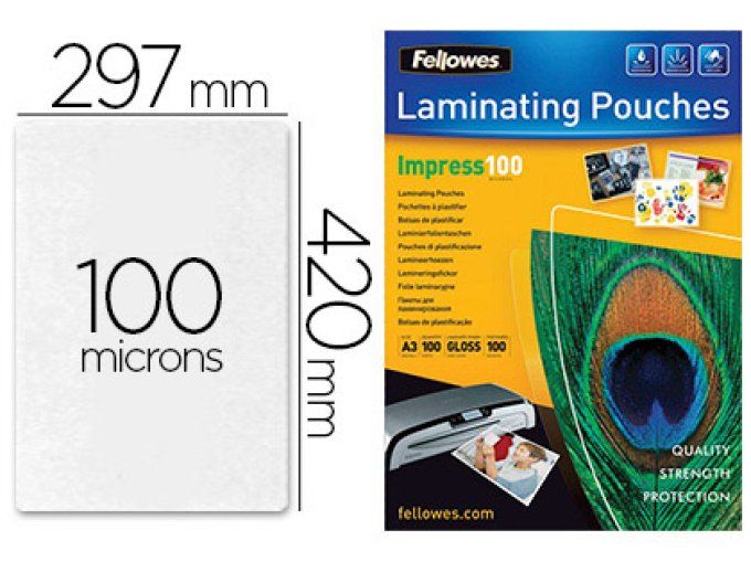 FELLOWES Pochette plastification à chaud polyester transparent résistant eau format A3