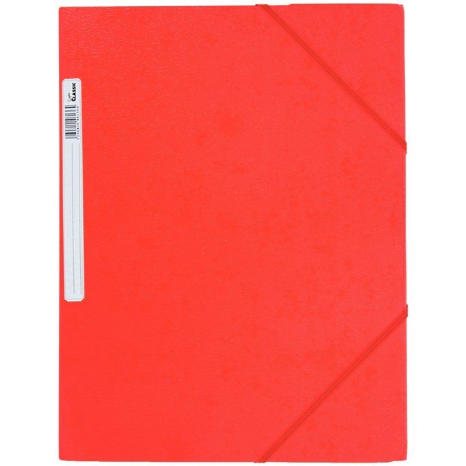 Chemise 3 rabats à élastiques en carte grainée 5/10ème 450g rouge