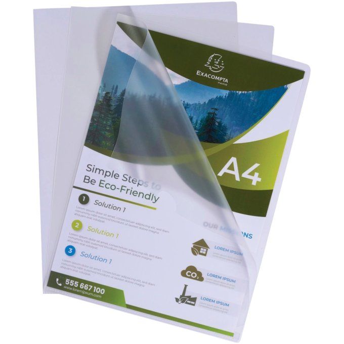 Boite de 100 pochettes coin FOREVER PP recyclé 12/100ème EXACOMPTA