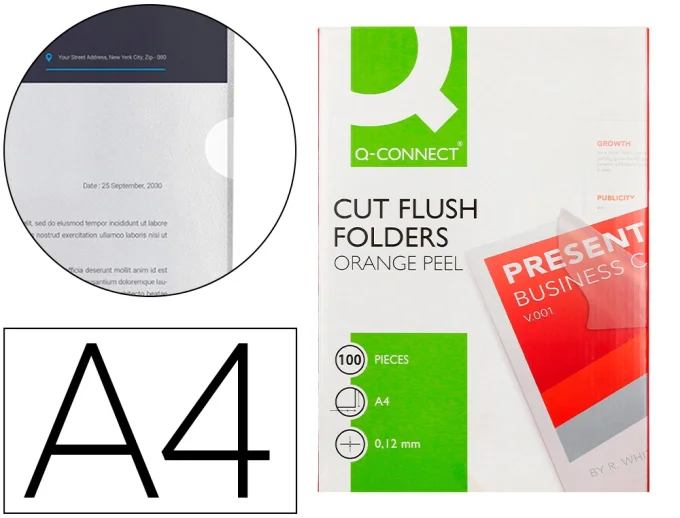 Pochette coin q-connect polypropylène grainé économique 12/100e incolore transparent boîte 100 U